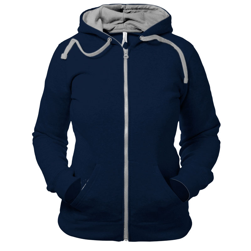 Sudadera Capucha Cremallera Contrastada Mujer Frontal